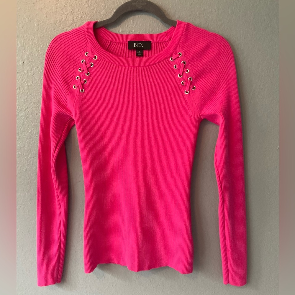 Women BCX Long Sleeve Hot Pink Sweater Medium